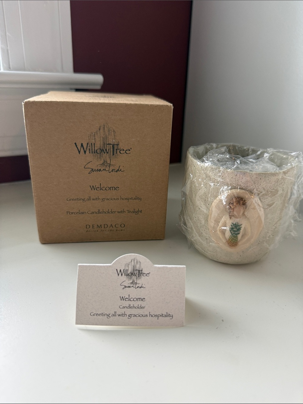 Willow Tree angel porcelain candle holder and tealight.
